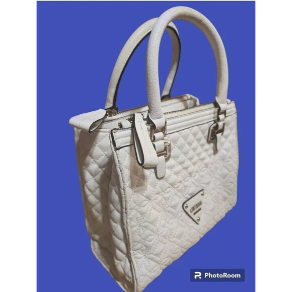 Guess White Vegan Leather Handbag Double Zipper Purse EST. 1982 LA - Picture 5 of 14